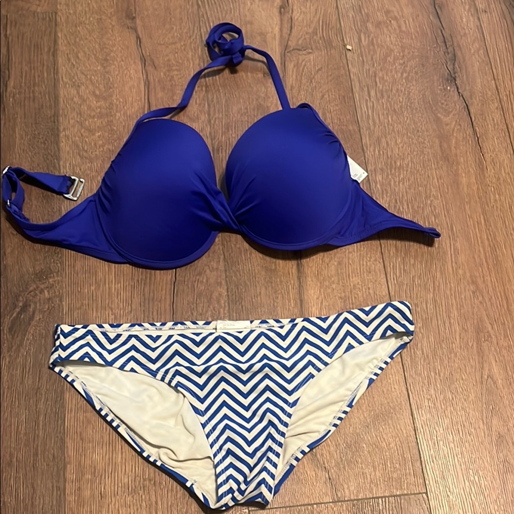 Massimo Vibrant Blue and White Bikini Set